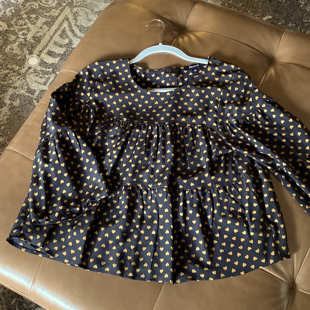 Madewell Silk Button Back Flounce Blouse